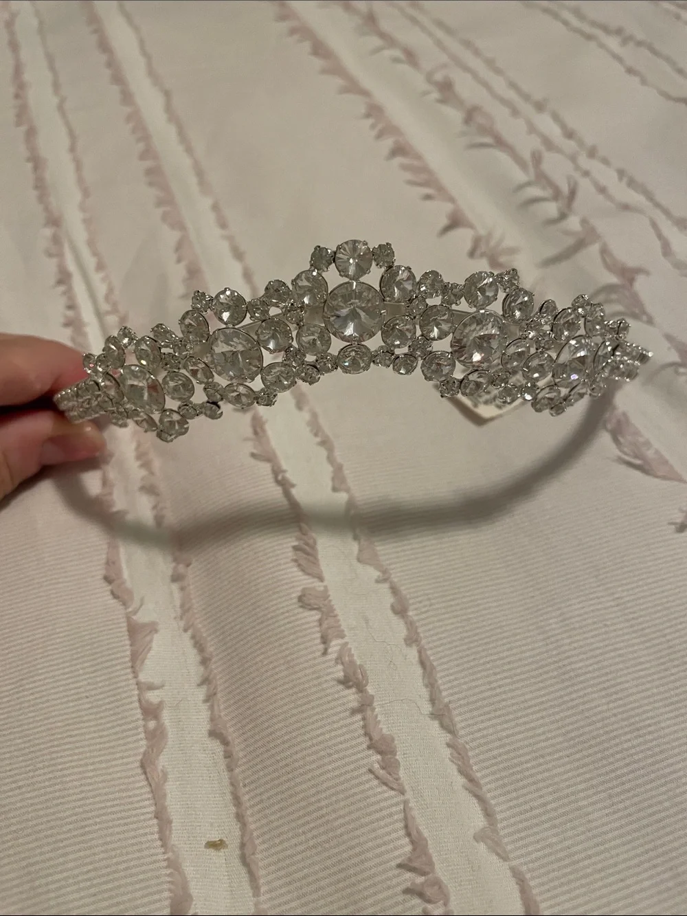 David's Bridal Silver Crystal Rhinestone Tiara Headband